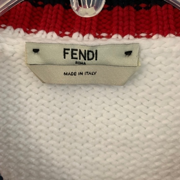 FENDI EMBROIDERED STRIPED COTTON SWEATER - Picture 5 of 15